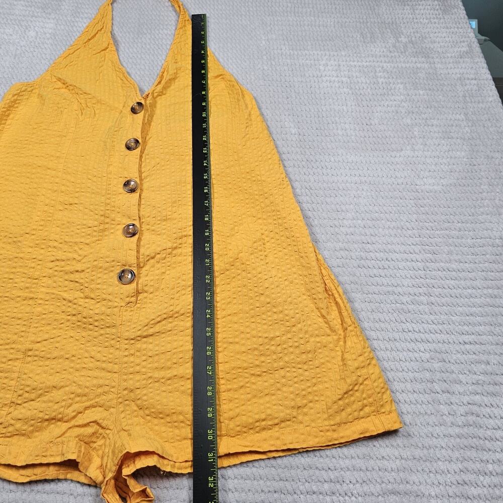 Asos Romper Womens 12 Yellow Halter Neck Open Back Shorts Romper - Picture 2 of 7